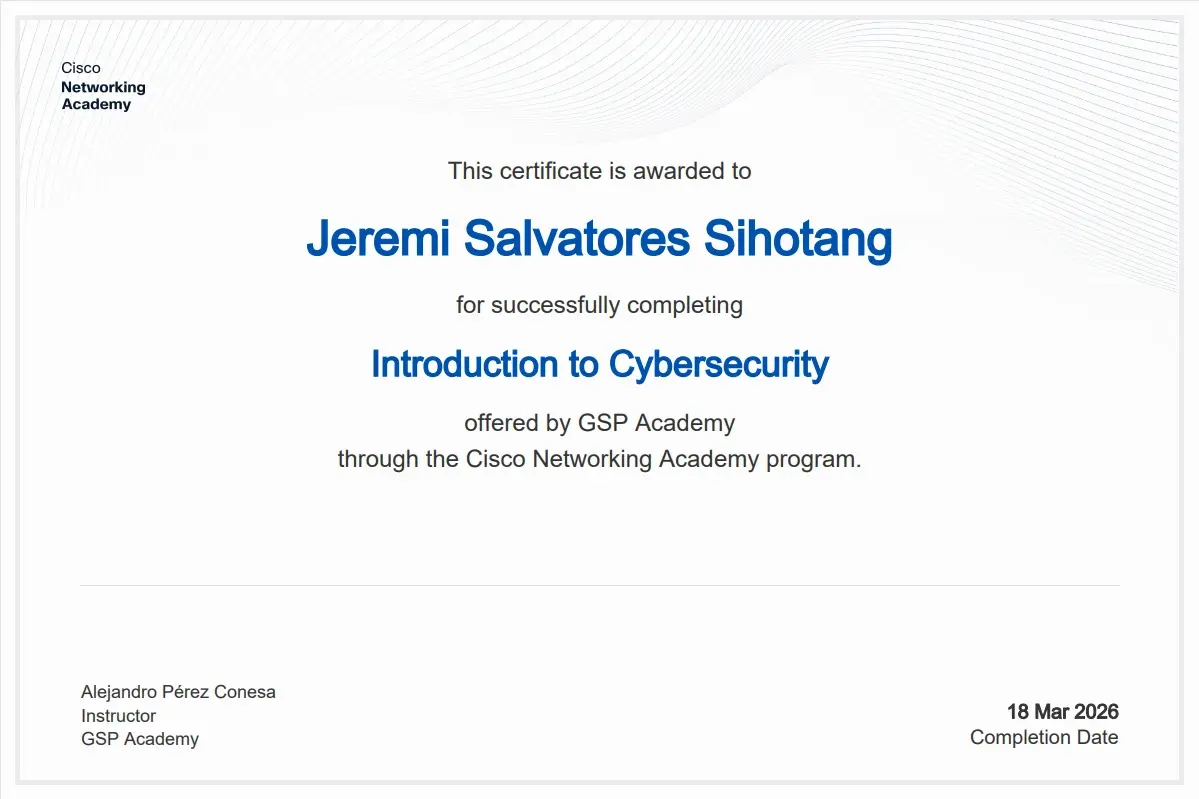 Cisco Networking Academy - Introduction to Cybersecurity